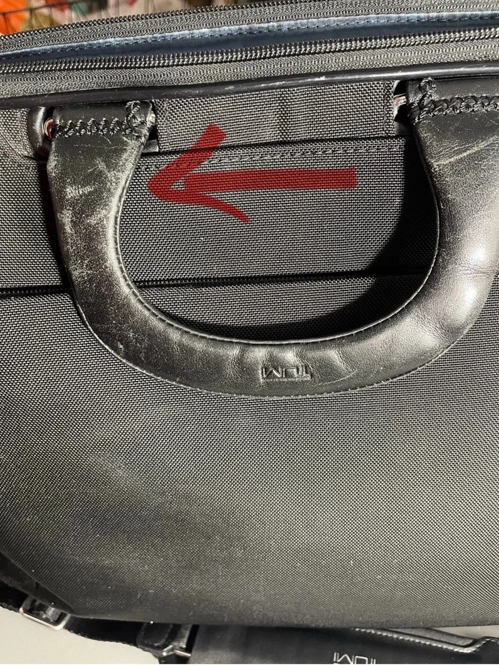 TUMI Arrivé Narita Slim Briefcase Black Ballistic Nylon Leather Laptop Bag
